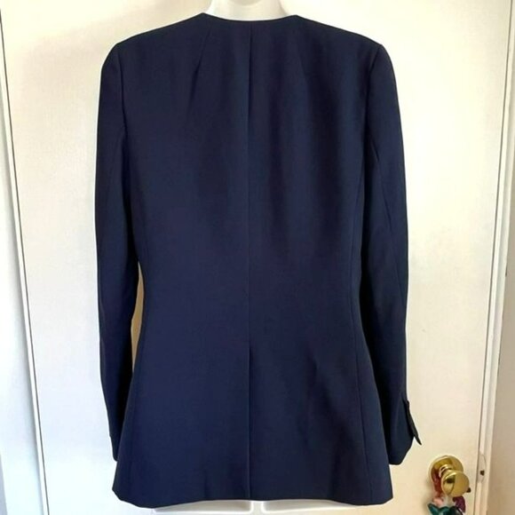 NWOT J CREW SIZE 2 NAVY FRENCH GIRL COLLARLESS DOUBLE BREASTED BLAZER - Picture 9 of 11